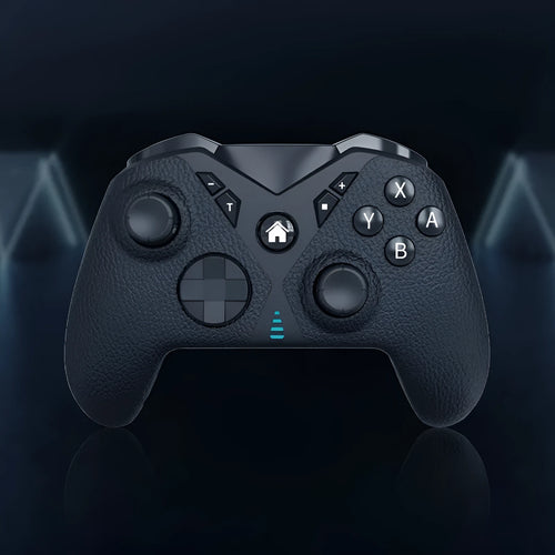 Black ABS plastic wireless game controller with textured grip for Nintendo, PC, and mobile.