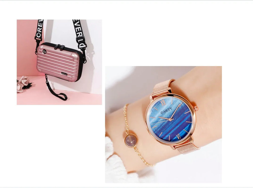 Mini suitcase mobile phone bag in horizontal square shape with single strap, zip closure, PVC outer and polyester lining.