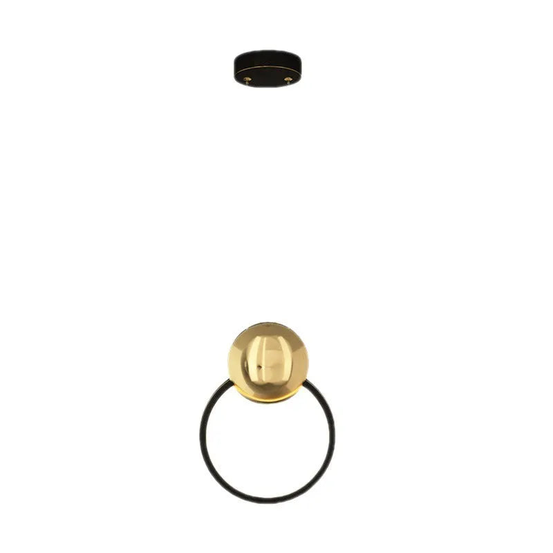 All copper moon shadow bedside chandelier with trichromatic LED, adjustable height, black finish