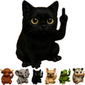 Mini resin animal doll with a middle finger gesture, shown in various animal styles like cat, dog, and turtle.