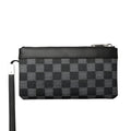 Black genuine leather men's clutch wallet showing first-layer cowhide texture and rectangular 20x10cm shape