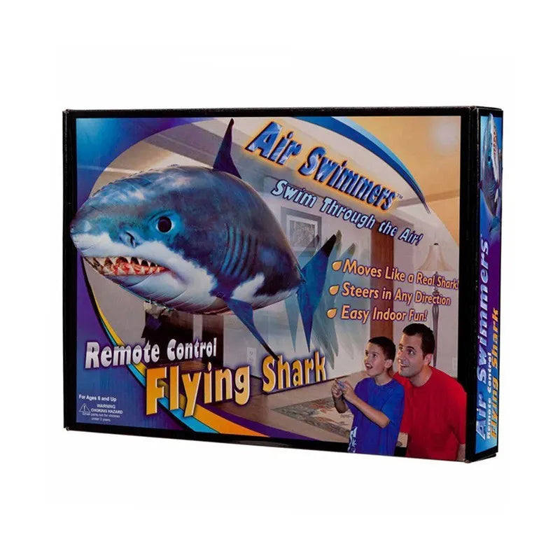 Remote control shark inflatable balloon with infrared controller showing 57 inch length