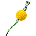 Pet Toy Corn Ball Knot Teething Toys set with two corn-shaped toys in yellow and green and one yellow ball on a white background
