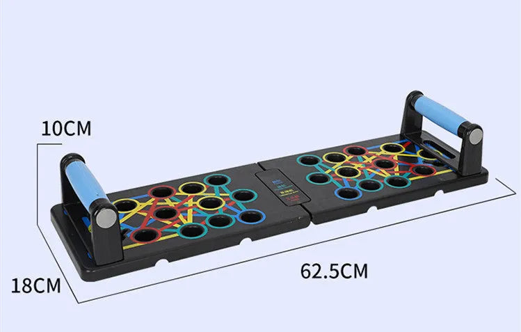 Black blue push up support training board with folding design and soft silicone grip