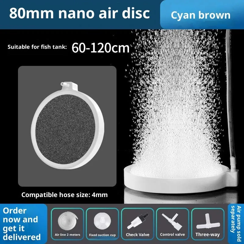 Oxygen nanometer gas disk stone air refiner, 5cm and 8cm sizes, 60g, dual power supply