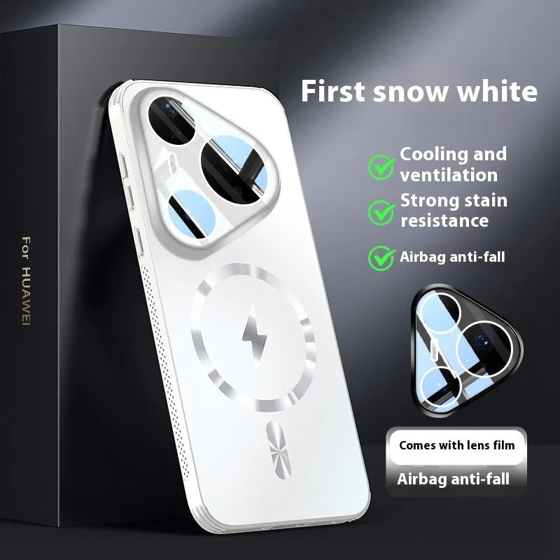 Frosted solid colour magnetic belt lens protector Huawei phone case for Pura70 and Pura80 models.