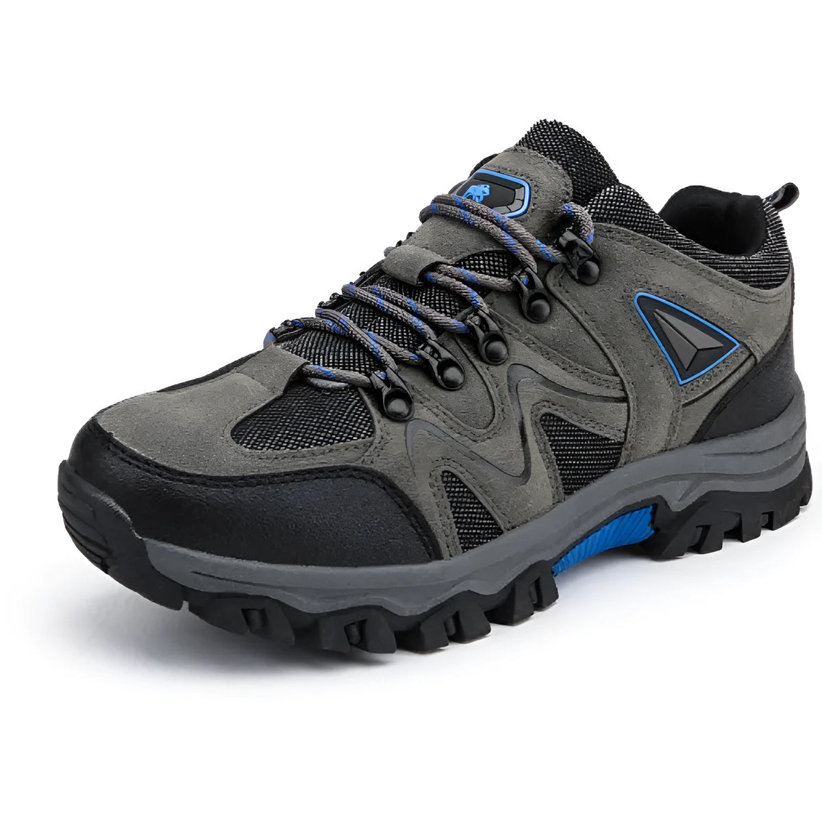 Men's outdoor sports suede low top hiking shoes in solid colour with rubber sole