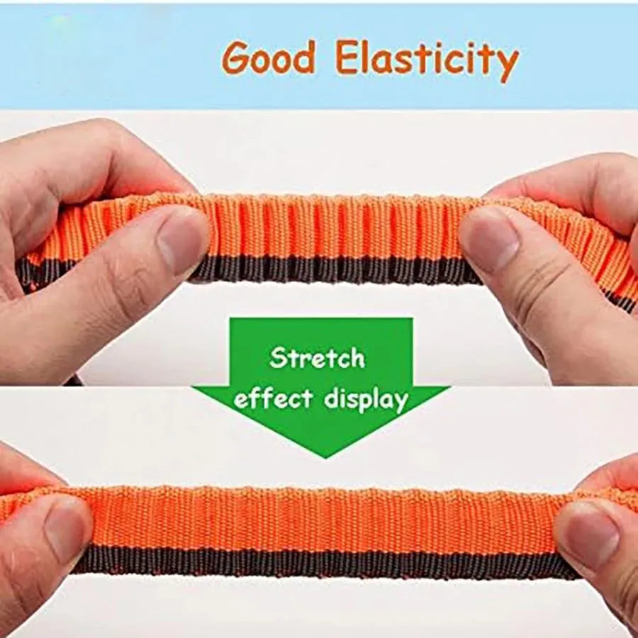 Green elastic dog training leash with metal clip for medium and large dogs