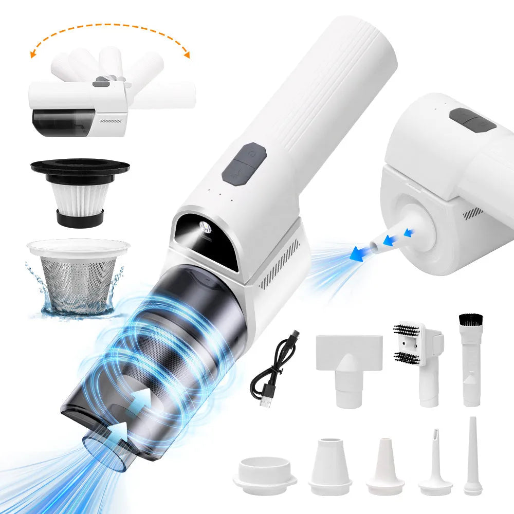 Cordless handheld vacuum 18000Pa with LED light and black ABS PC body on car seat
