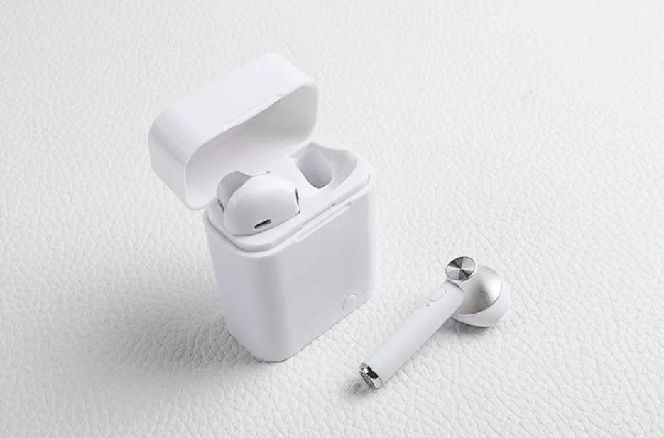 Sports Bluetooth wireless earbuds in black, gold, red, rose gold, or silver colour with 10-metre range and battery display