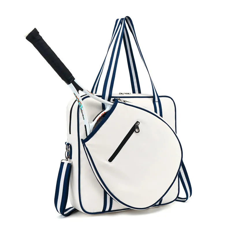Portable tennis pack shoulder crossbody bag in blue and pink made of Oxford cloth with large capacity