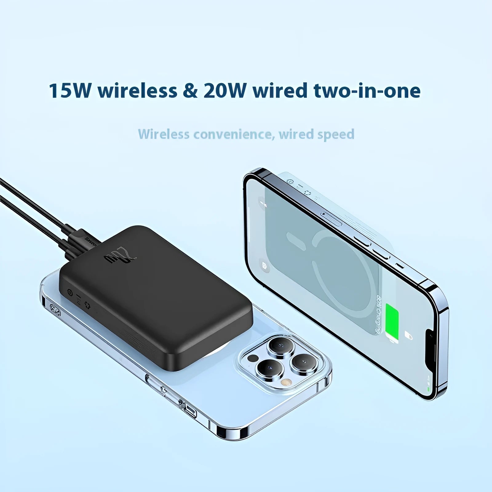 Magnetic wireless fast charging power bank in silicone non-slip shell with 10000mAh capacity