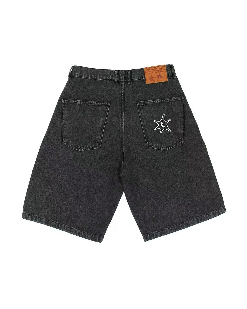 Men's hip hop style denim shorts with straight leg and micro elastic fabric