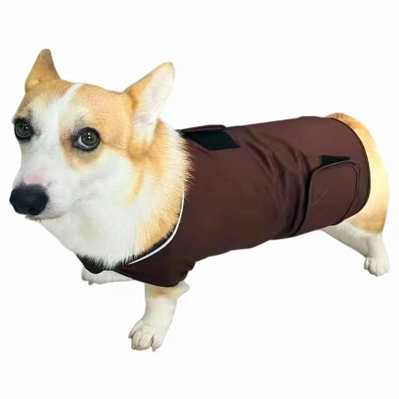 Brown brocade cotton dog anxiety relief tank top for separation anxiety on canine model