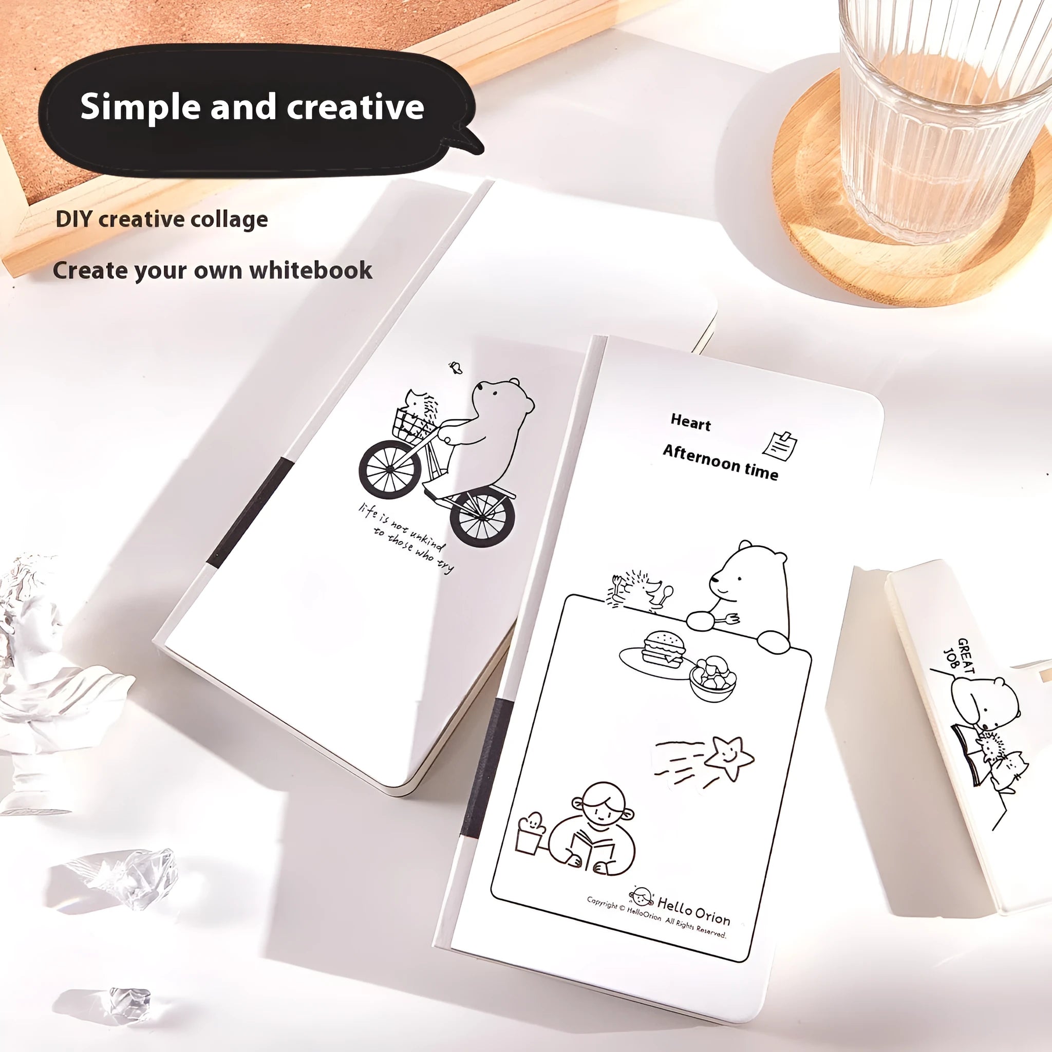 Small plaid notebook with mesh design showing eight colour options and decorative stickers