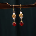 Vintage geometric alloy earrings with electroplated retro finish for traditional Chinese outfits