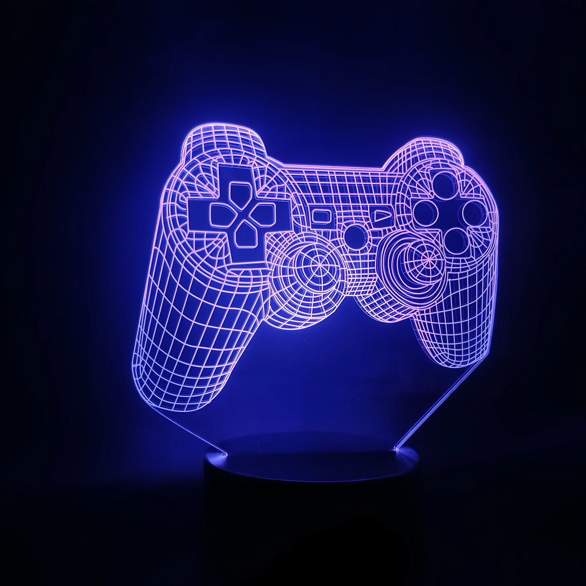Gamepad 3D night light with acrylic board and ABS base, seven colours, touch and remote control, 200x150x87mm