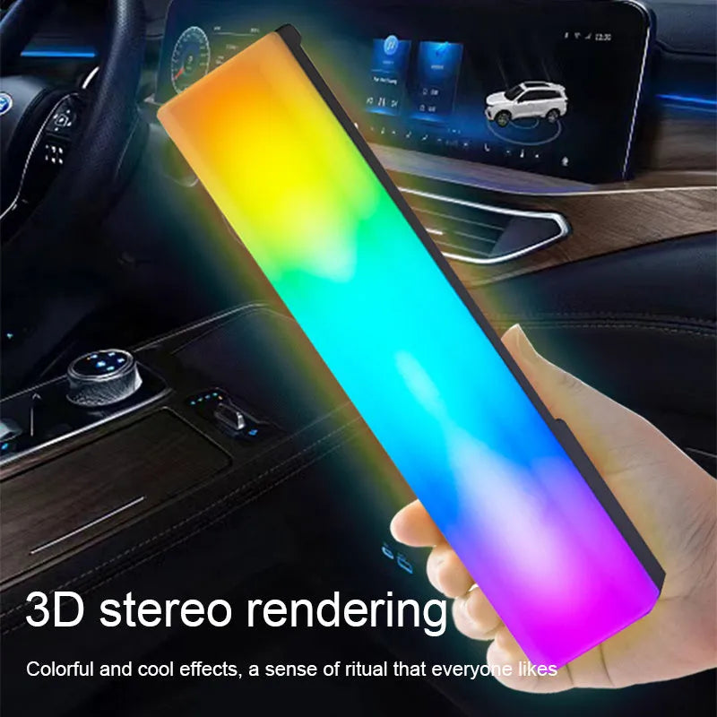 3D RGB voice-activated rhythm ambiance lamp in black or white shell with USB cable