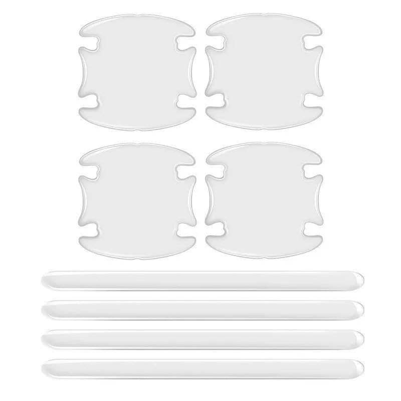Clear 3D vinyl car door handle protective stickers in 4-piece set for scratch prevention