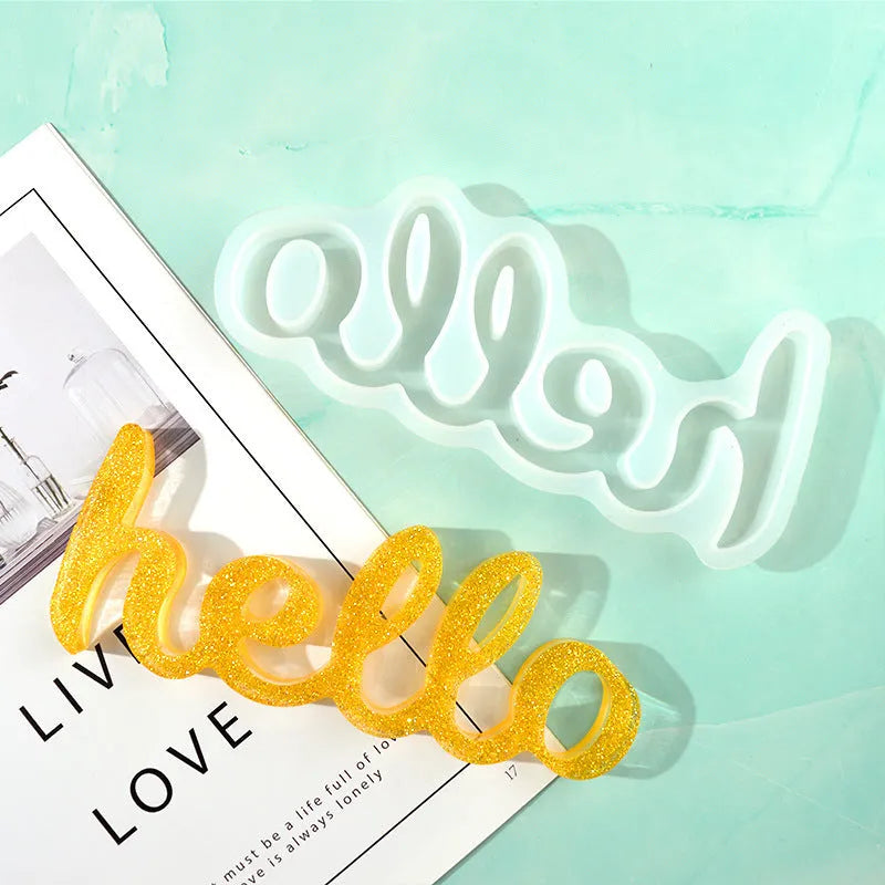 Flexible silicone epoxy resin mould for making English letter and word crafts like love and home