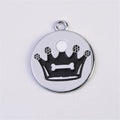 Zinc alloy pet identity card anti-lost tag 25mm in black with split ring attachment