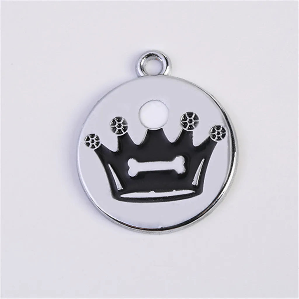 Zinc alloy pet identity card anti-lost tag 25mm in black with split ring attachment