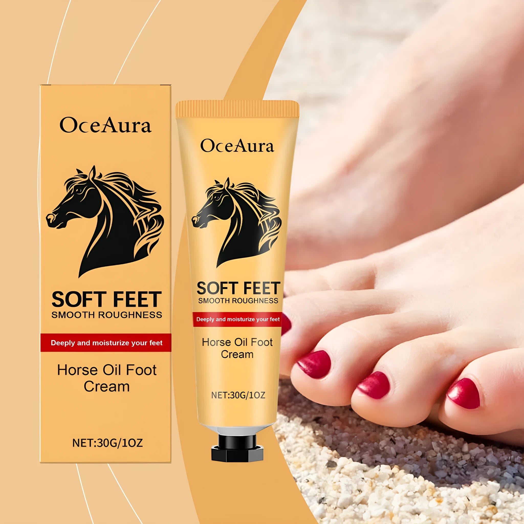 30g container of foot and neck care cream with universal skin type formula