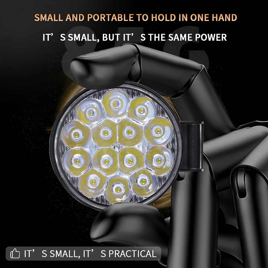 White aluminium LED work lights with round design for automotive and vehicle lighting applications
