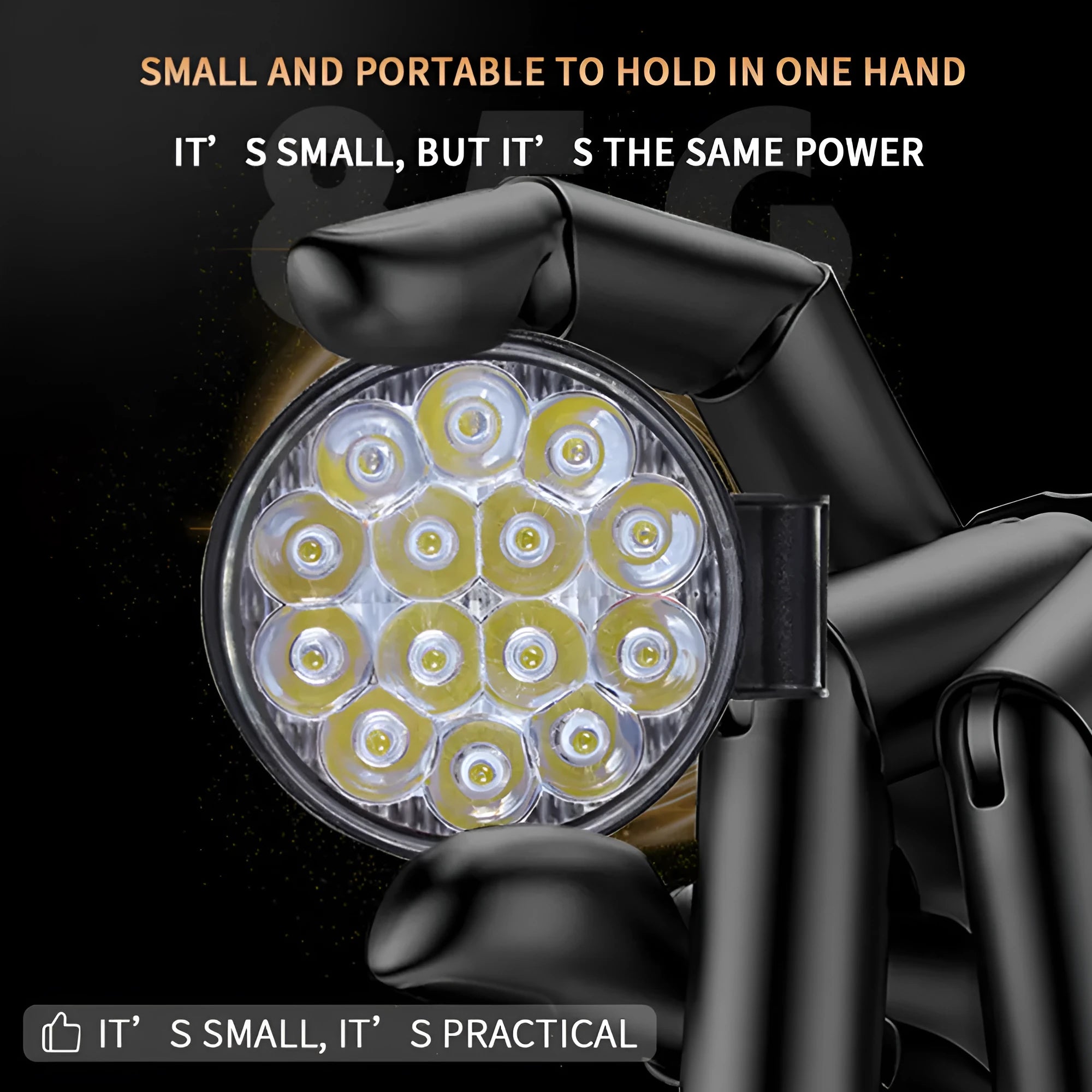 White aluminium LED work lights with round design for automotive and vehicle lighting applications