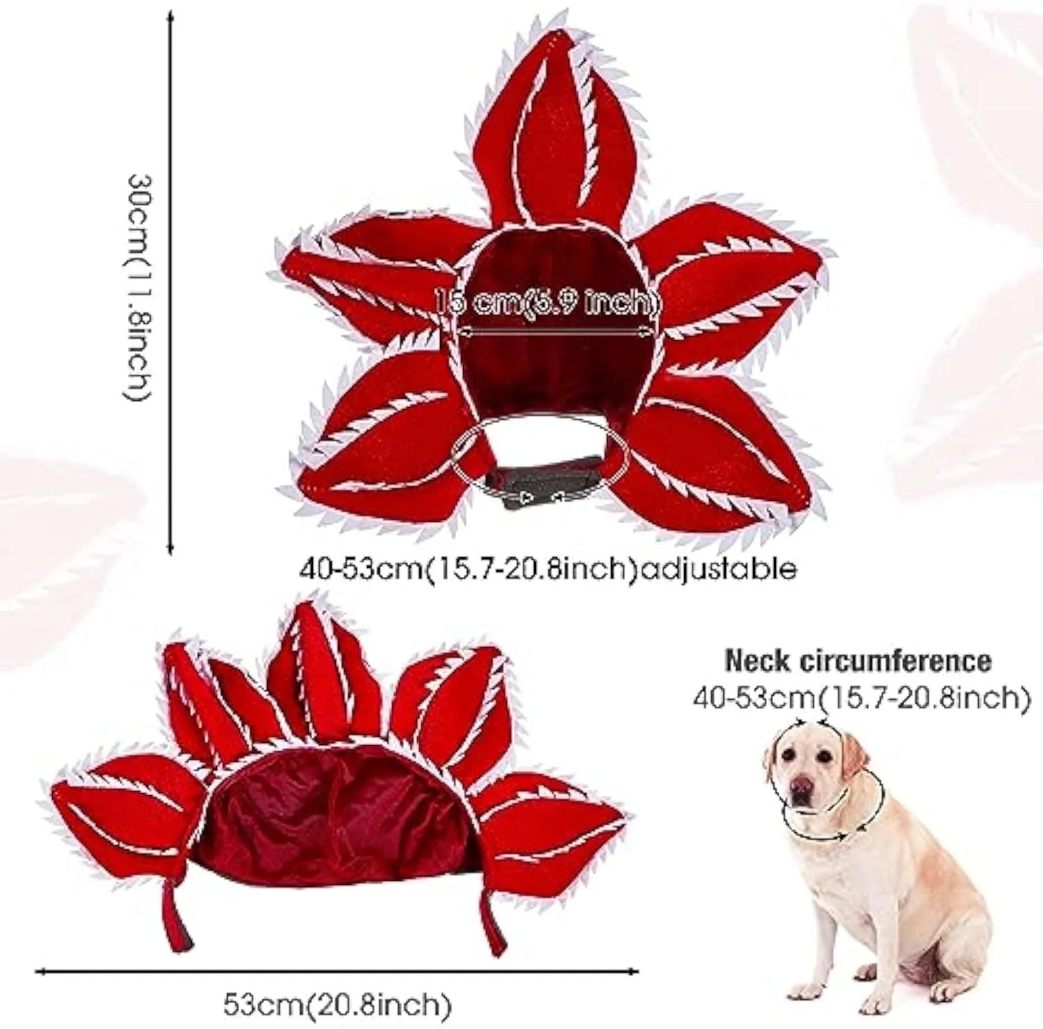 Halloween dog costume headband with chomper mouth, demon horns and alternative flower crown for medium-sized pets