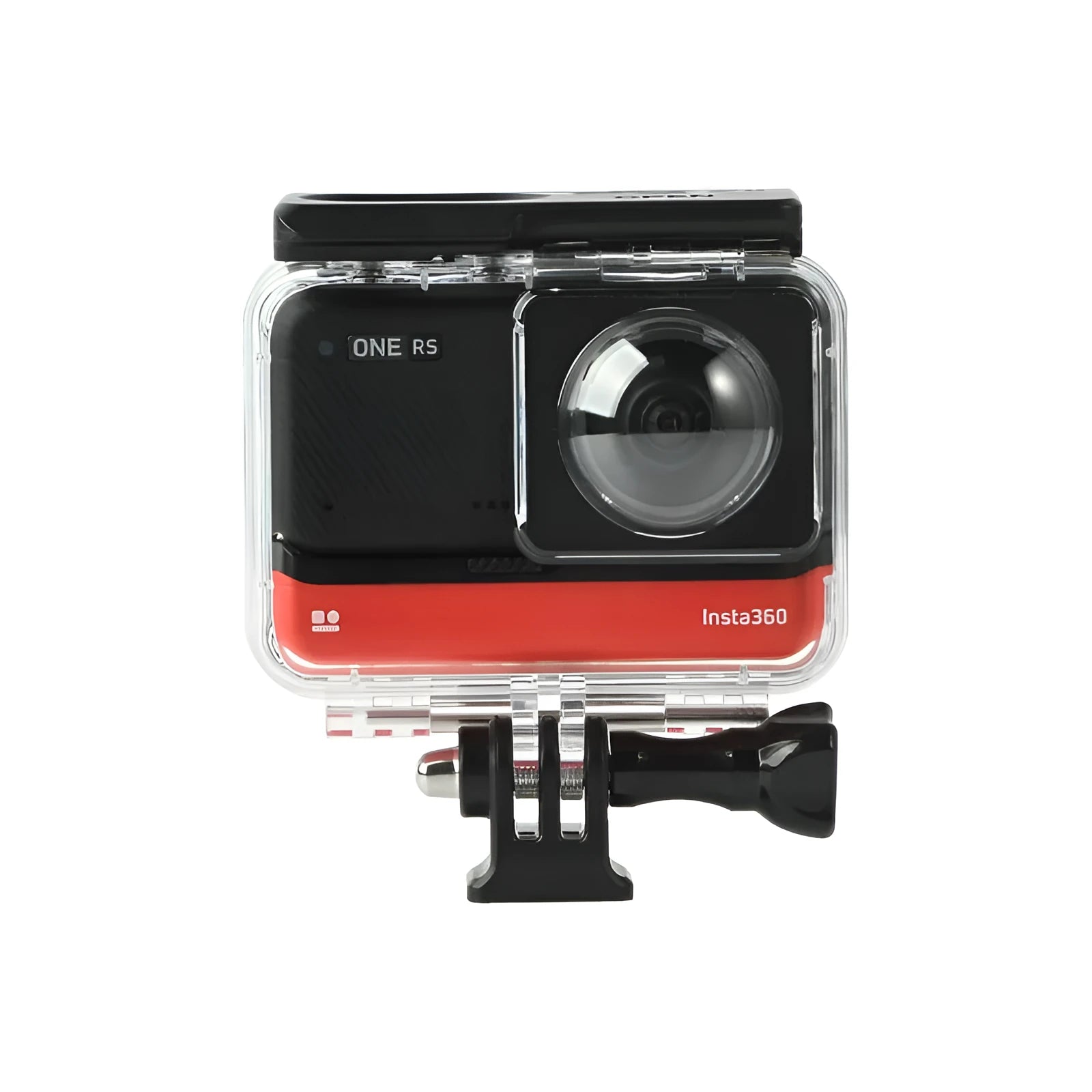 Transparent waterproof housing for Insta360 One RS camera with dimensions 9×8×4.5 cm