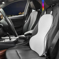Memory foam car lumbar support cushion in grey colour on a car seat