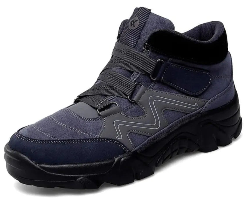 A pair of men's casual shoes shown in various colours including black, blue, brown, and dark grey.