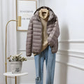Plus size ultra-thin down jacket for mothers, loose ultra-short khaki chenille spandex zipper, sizes L to 8XL