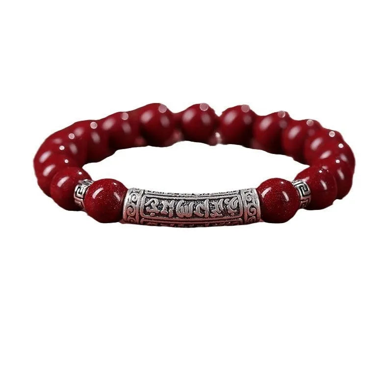 Handmade cinnabar bracelet with sandstone beads in purple gold sand or Emperor sandstone colours