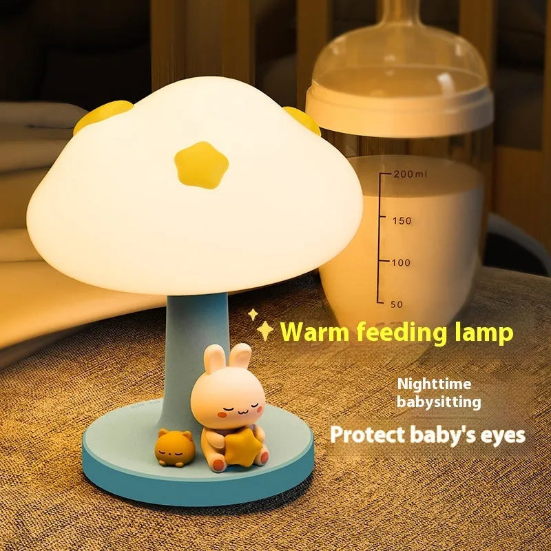 USB charging creative cloud silicone pat lamp with flower shape, cloud night light basic style, 128x103x151mm