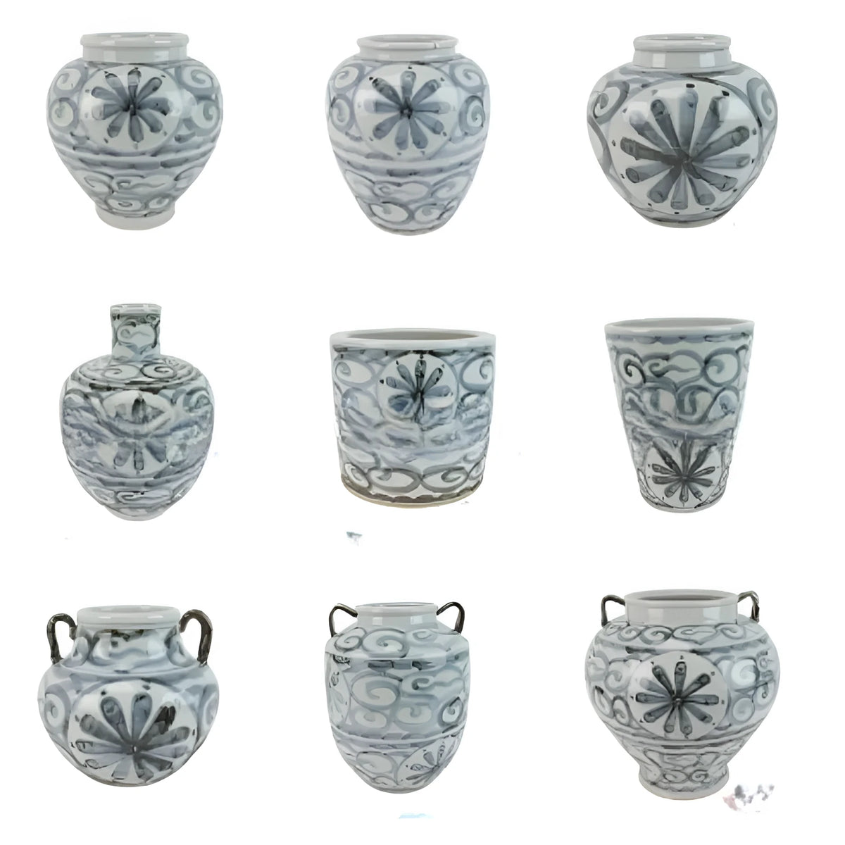 Hand-painted sunflower blue and white glazed ceramic vase for home décor and business gifts