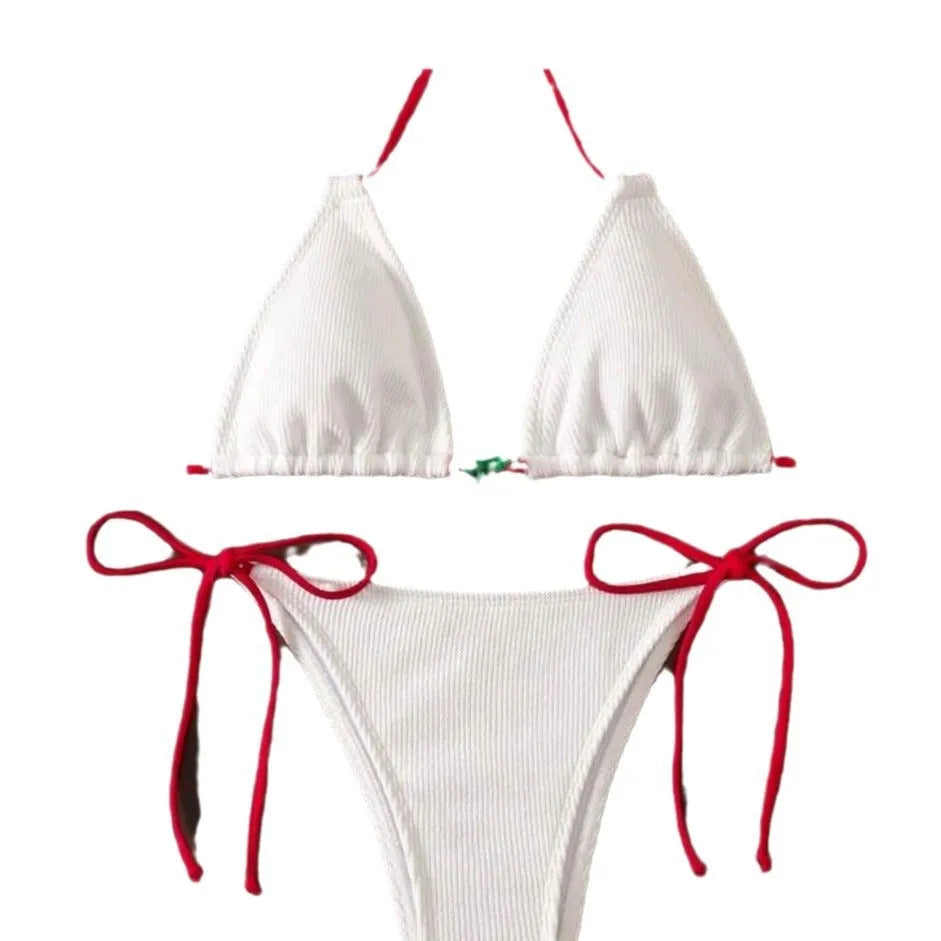 Solid colour nylon bikini briefs swimsuit in briefs style on a mannequin.