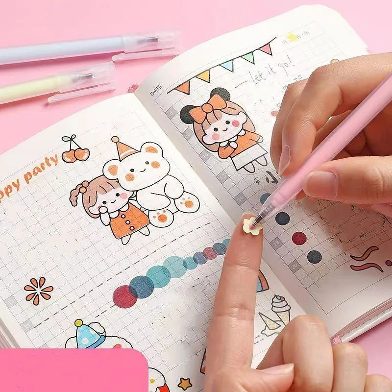 Macaroon colour dispensing pen with cap-pulling design for quick-drying applications