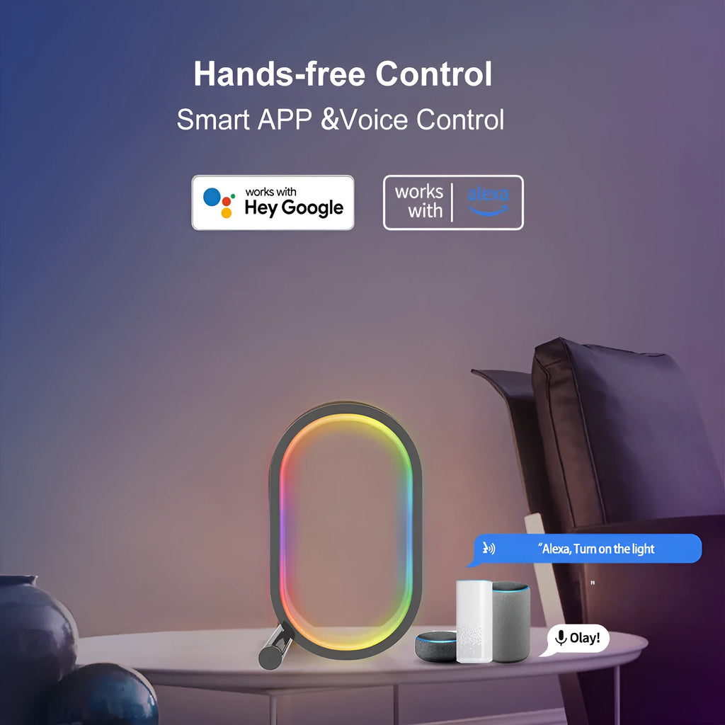 Smart RGB Ambience Light in black finish with USB cable and app control via smartphone