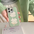 Acrylic mirror phone case with four-leaf clover pattern for iPhone 16 Pro Max