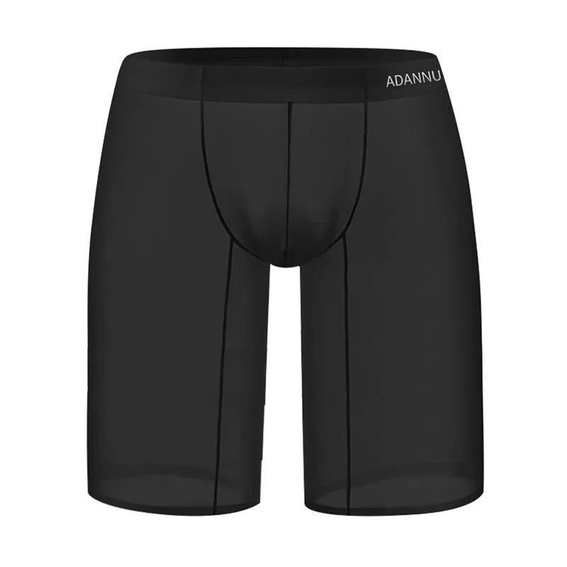 Men's seamless mesh shorts in solid colour nylon with hip lifting support