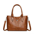 Women's soft PU casual shoulder bag in dark gray with simple design