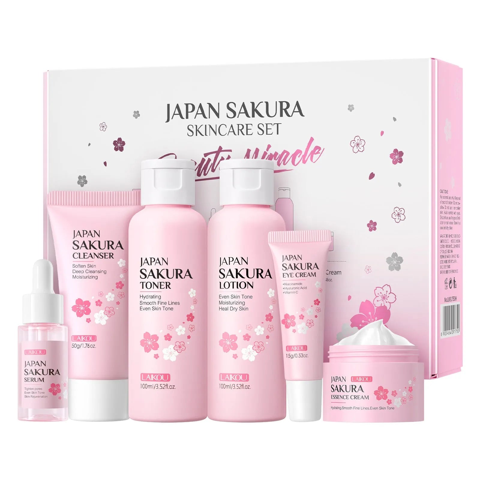 Cherry Blossom 6-piece skin care set with cleansing and brightening products