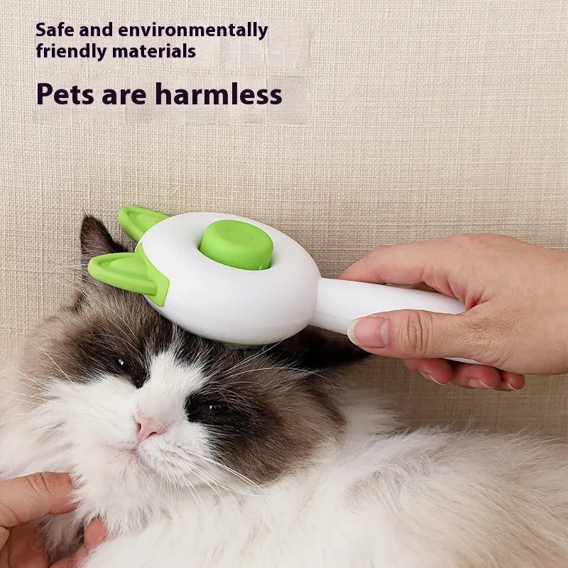 Self cleaning cat grooming comb with stainless steel teeth and TPR massage nodules