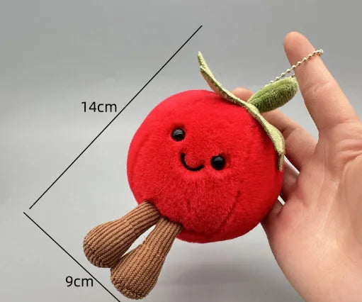Funny vegetable plush keychain with super soft short plush and PP cotton filling, boutique height, multiple colours.