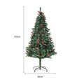 PVC artificial snow Christmas tree with green and white decoration on metal stand