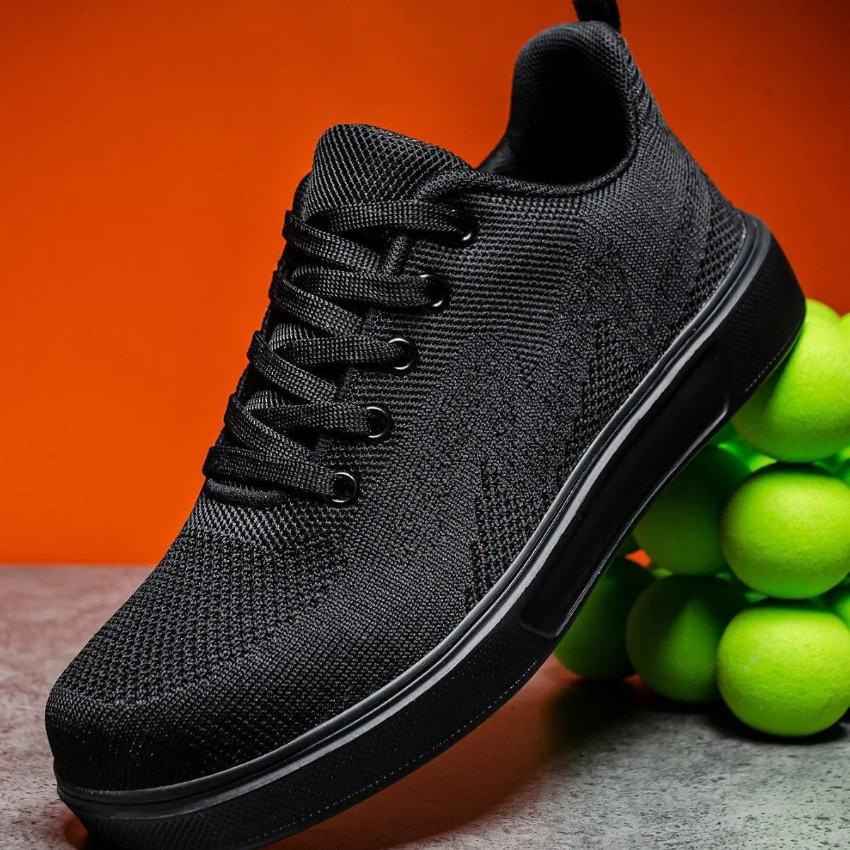 Light white casual board shoes with mesh upper, thick flat EVA sole, and round toe in black and white colour options.