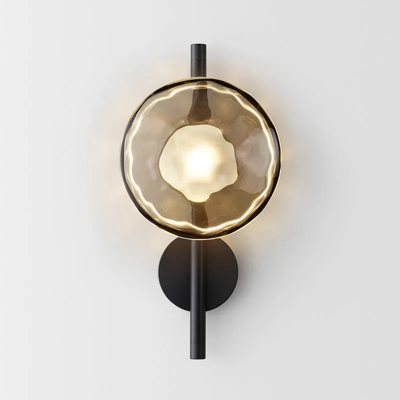 Bedside hotel wall lamp with iron construction and choice of glass shades including long brush holder style