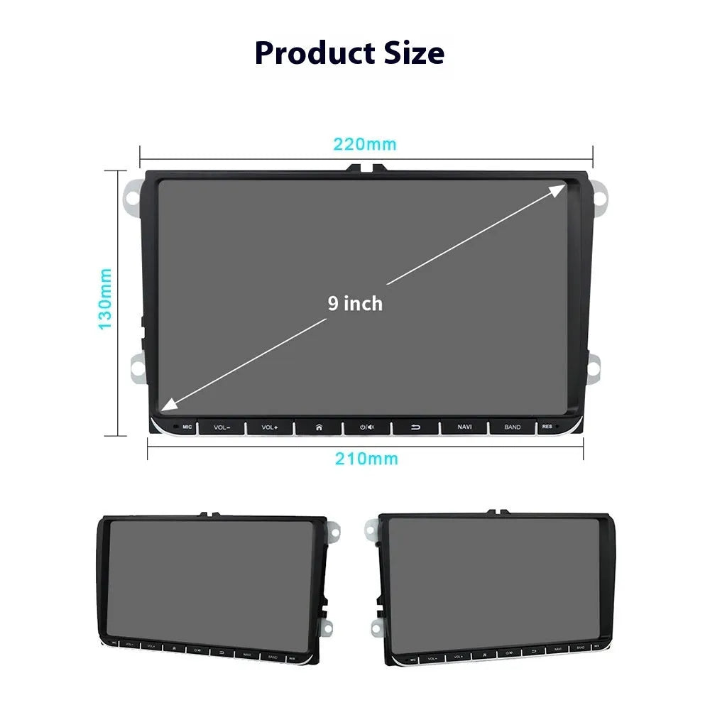 9-inch car touch screen navigator with GPS navigation displaying map on dashboard
